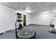 Fitness room with yoga mats, weights, and a rebounder at 955 Eudora St # 708E, Denver, CO 80220