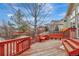Backyard deck featuring railings, built-in benches and a fence at 21541 Unbridled Ave, Parker, CO 80138