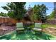Relaxing backyard featuring artificial turf, patio furniture, and a swing set at 6572 E Dakota Ave, Denver, CO 80224