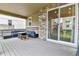 The covered back porch has comfortable seating, ideal for relaxing or entertaining guests at 22472 E Narrowleaf Cir, Aurora, CO 80016