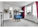 A stylish bedroom with a loft bed, futon, and shelving, creating a functional and comfortable living space at 22472 E Narrowleaf Cir, Aurora, CO 80016