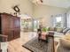Spacious living room seamlessly connects to the kitchen, offering an open layout and plenty of natural light at 285 N Holcomb St, Castle Rock, CO 80104
