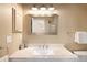 Bathroom featuring granite countertop, decorative mirror and vanity at 5344 E Otero Dr, Centennial, CO 80122