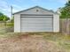 Detached one car garage with a concrete foundation, a roll-up door, and a gray painted exterior at 12682 Anhawa Ave, Longmont, CO 80503