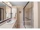 Clean bathroom featuring single vanity and glass shower at 237 Lead King Dr, Castle Rock, CO 80108