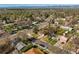 Aerial view showcases a quiet residential neighborhood with tree-lined streets, sidewalks and well-maintained homes at 3061 S Mabry Ct, Denver, CO 80236