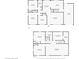 Floorplans featuring the basement and first floor, including bedrooms, bathrooms, living room, kitchen and garage at 3061 S Mabry Ct, Denver, CO 80236