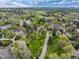Picturesque aerial view of the property and surrounding lush neighborhood and distant Denver skyline at 4800 S Franklin St, Cherry Hills Village, CO 80113