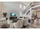 Spacious living room with high ceilings, hardwood floors, and modern furnishings at 14551 Hudson St, Thornton, CO 80602