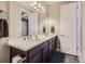 Bathroom featuring double sinks, modern fixtures, and ample counter space at 6673 Mentha Dr, Castle Rock, CO 80108