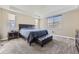 Inviting bedroom with soft carpet, tray ceiling, and plenty of natural light at 6673 Mentha Dr, Castle Rock, CO 80108