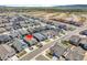 Aerial view of a residential neighborhood showcasing the surrounding community and local infrastructure at 11464 Stonewash St, Littleton, CO 80125