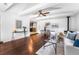 Bright living space with hardwood floors and a modern fireplace at 404 S Jasmine St, Denver, CO 80224