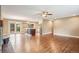 Open-concept living and dining area, showcasing hardwood floors and a modern kitchen setup at 4293 Graham Ct, Boulder, CO 80305