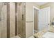 Updated shower with glass door and tile accents at 4293 Graham Ct, Boulder, CO 80305