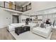Open-concept living area featuring a second-story loft and flowing into a modern kitchen and dining space at 7173 S Shady Grove Ct, Aurora, CO 80016