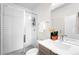 Modern bathroom with sleek shower, vanity, and stylish fixtures at 3520 W Connejos Pl # 5, Denver, CO 80204