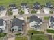 Aerial view of homes with fenced yards, driveways, and modern architecture in a well-planned neighborhood at 1143 Williams Loop, Elizabeth, CO 80107