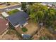 Aerial view of a home highlighting its backyard, covered patio, fire pit area, shed, and surrounding fence at 7911 Raleigh Pl, Westminster, CO 80030