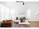 Bright living room with a stylish sofa, modern coffee table, and plenty of natural light from the large windows at 2028 Ulster St, Denver, CO 80238