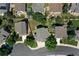 Aerial view showcases the neighborhood's layout with mature trees, manicured lawns, and easy access to community amenities at 12535 S Beaver Creek Way, Parker, CO 80134