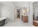 Spacious bathroom showcasing a soaking tub, glass shower, and vanity at 425 Monroe St, Denver, CO 80206
