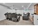 Basement theater room with reclining seats, a projector, and a large screen at 7183 S Poplar St, Centennial, CO 80112