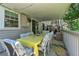 Covered outdoor patio area with a dining table and seating, perfect for entertaining at 7183 S Poplar St, Centennial, CO 80112