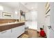 Clean bathroom featuring a modern vanity, glass-enclosed shower, and tiled floors at 1250 Dolan Dr, Monument, CO 80132