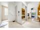 Modern bathroom with a glass shower and view into the main bedroom at 1250 Dolan Dr, Monument, CO 80132