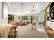 Bright living room with a fireplace, modern furniture, and walls of windows at 1250 Dolan Dr, Monument, CO 80132