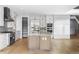 Gourmet kitchen featuring white cabinets, stainless steel appliances, a center island, and an open floor plan at 6529 Still Pine Cir, Castle Pines, CO 80108