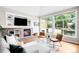 Bright living room with a fireplace, hardwood floors, ample natural light, and comfortable seating at 7038 Russell Ct, Arvada, CO 80007
