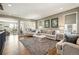 Spacious living area with a fireplace, plush seating, and stylish decor elements at 7949 S Elk Way, Aurora, CO 80016