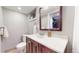 Bathroom with a single sink vanity and modern fixtures at 3825 Tejon St, Denver, CO 80211