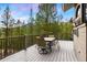 Outdoor deck featuring seating and beautiful scenery at 3816 Spring Valley Trl, Evergreen, CO 80439