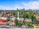 Aerial view of property showcasing the house, neighborhood, and downtown skyline in the distance at 1024 34Th St, Denver, CO 80205
