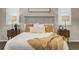 A cozy main bedroom features two nightstands with table lamps, and a white comforter at 17620 Leisure Lake Dr, Monument, CO 80132