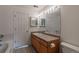 Functional bathroom with a vanity, mirror, and toilet, plus a door for privacy and storage at 2552 W 82Nd Ln # C, Westminster, CO 80031
