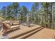 Spacious outdoor deck with plush seating and dining area, perfect for entertaining at 7753 Red Fox Dr, Evergreen, CO 80439