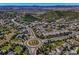 Aerial view of the neighborhood featuring mountain views and circular street design at 744 Kryptonite Dr, Castle Rock, CO 80108