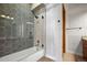 Bathroom with hexagon tile shower and glass enclosure at 5320 Dual Rey Pt, Sedalia, CO 80135