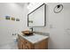 Bathroom with contemporary vanity and vessel sink at 5320 Dual Rey Pt, Sedalia, CO 80135