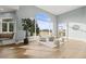 Spacious living room boasts hardwood floors, large windows, and mountain views at 4749 Starfire Cir, Castle Rock, CO 80104