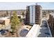 Scenic aerial perspective of a multi-story condo building with neighborhood views at 4570 E Yale Ave # 507, Denver, CO 80222