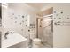 Updated bathroom with walk-in shower and modern vanity at 9335 E Center Ave # 4B, Denver, CO 80247