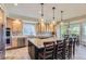Spacious kitchen with a large island, modern appliances, ample cabinetry, and stylish pendant lighting at 10529 Dacre Pl, Lone Tree, CO 80124