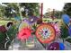 Whimsical garden installation featuring colorful metal flowers and decorative accents at 4125 Tejon St, Denver, CO 80211