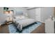 Cozy bedroom features a large window, blue accent rug, and calming wall art at 2891 Waterfront Dr, Monument, CO 80132