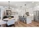 Modern open-concept kitchen featuring white cabinets, stainless steel appliances, an island, and bar seating at 2907 Distant Rock Ave, Castle Rock, CO 80109